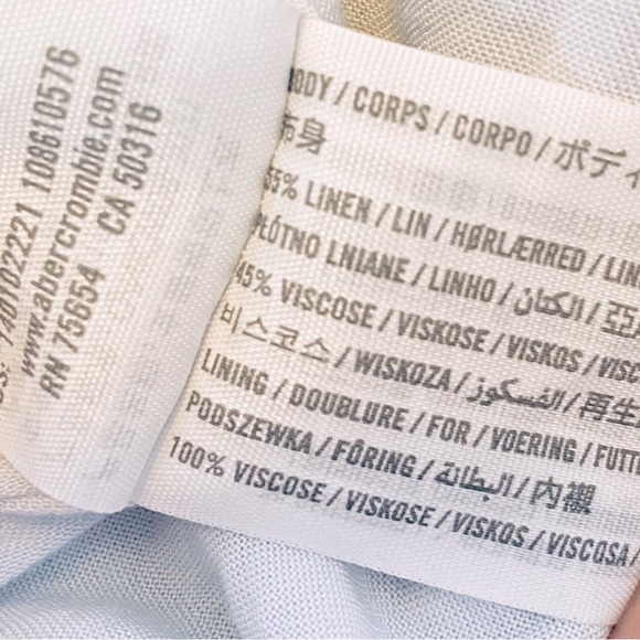 Abercrombie & Fitch S Sleeveless Blue & White Tropical Crop Top Linen Blend - Picture 12 of 12